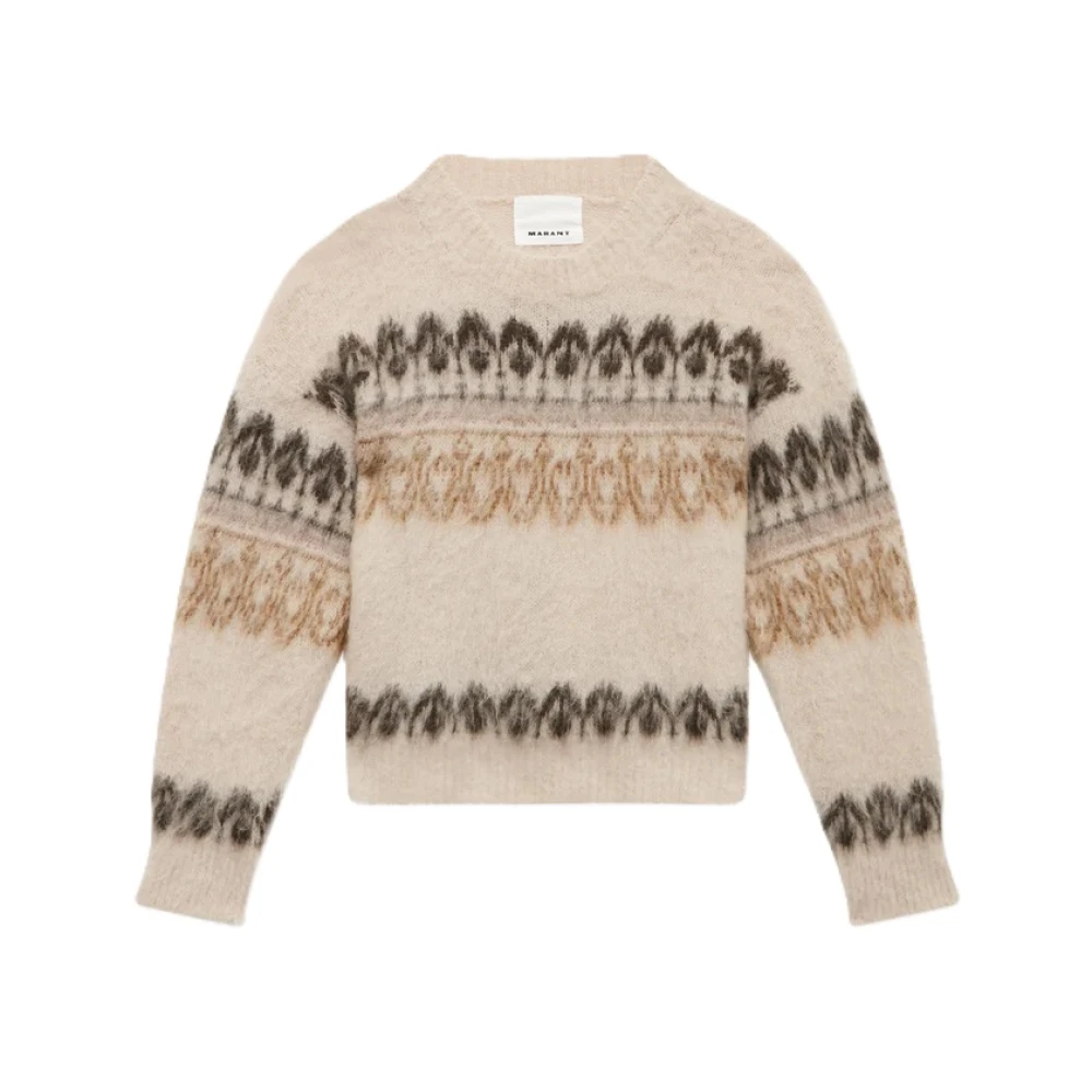 Isabel Marant Étoile Mohair Pullover Arty Patroon Ronde Hals Beige Dames