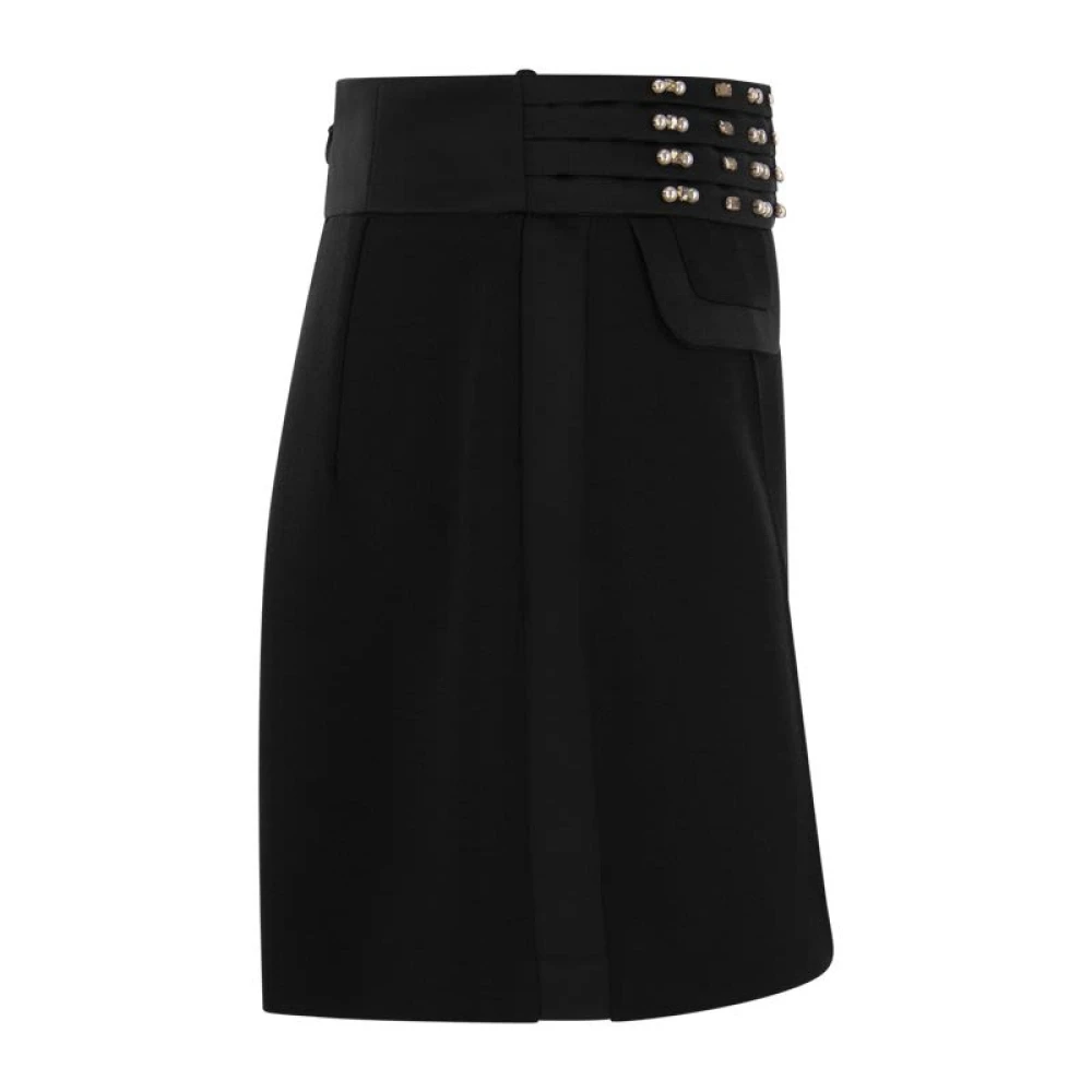 Elisabetta Franchi Crepe shorts met geborduurde hoge tailleband Black Dames