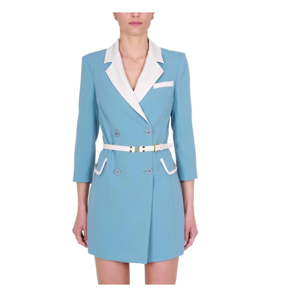 Elisabetta Franchi Bicolor Double-Breasted Manteljurk Blue Dames
