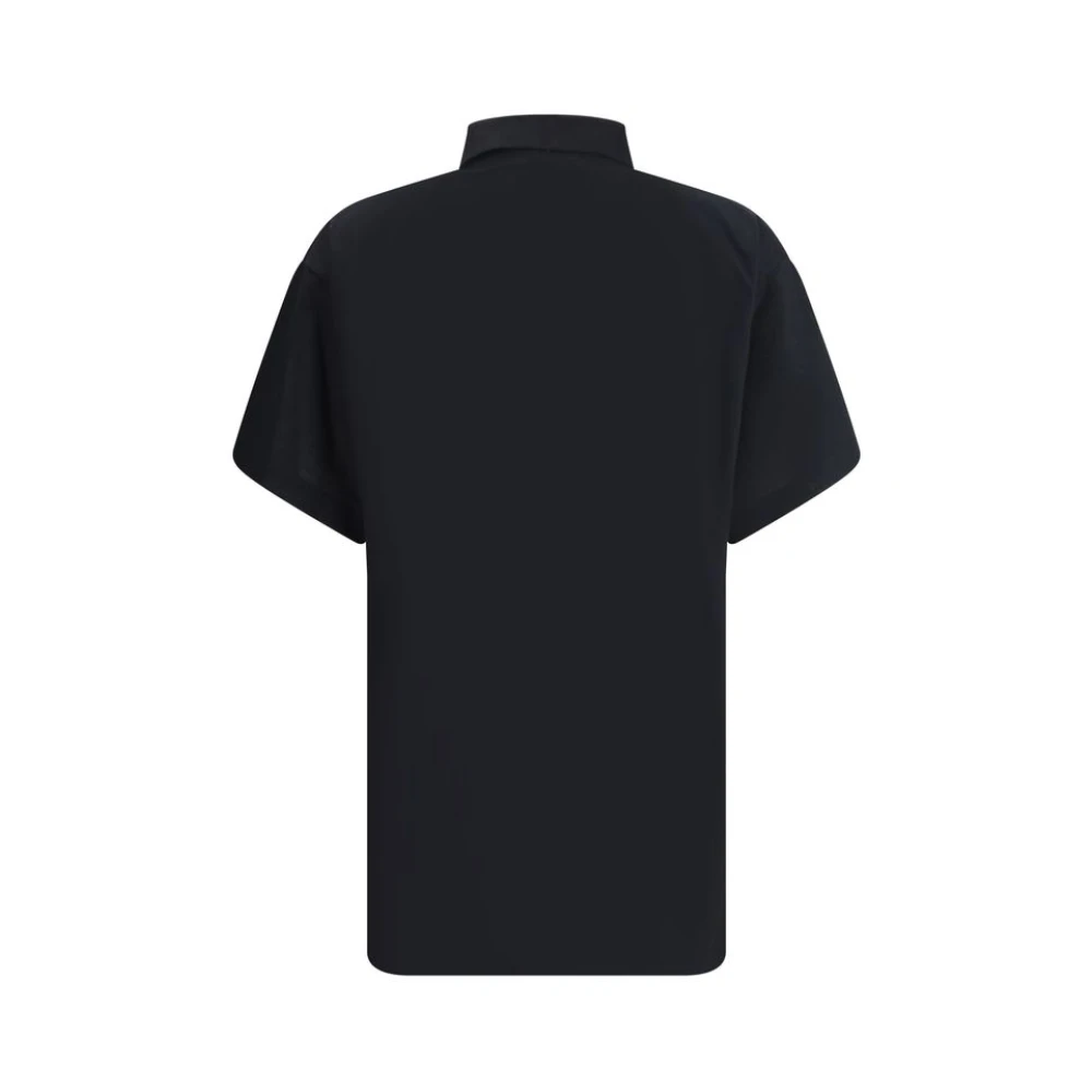Balenciaga Polo Shirt met Geribbelde Kraag en Logo Black Heren