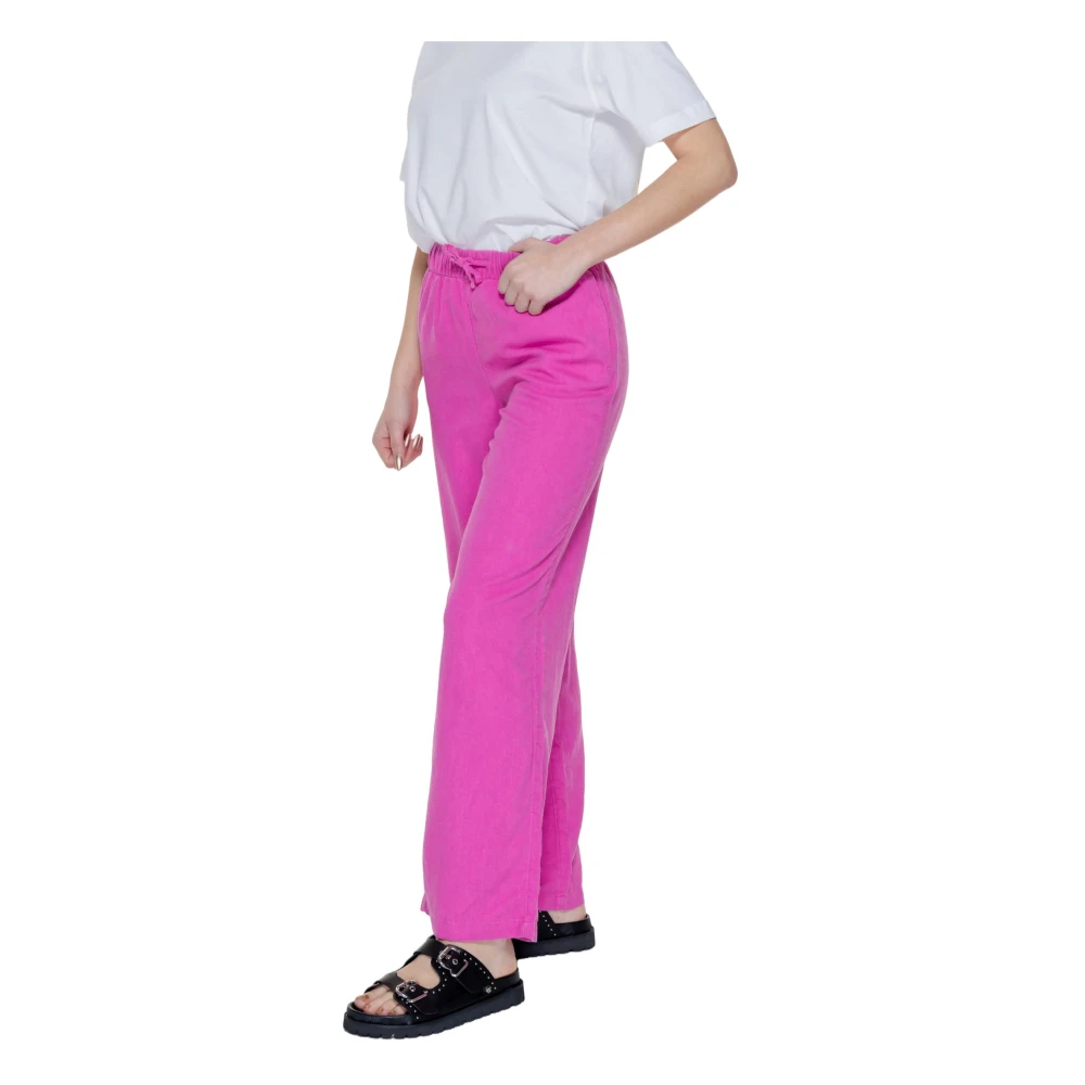 Only Linnen Pull-Up Wijde Broek Pink Dames