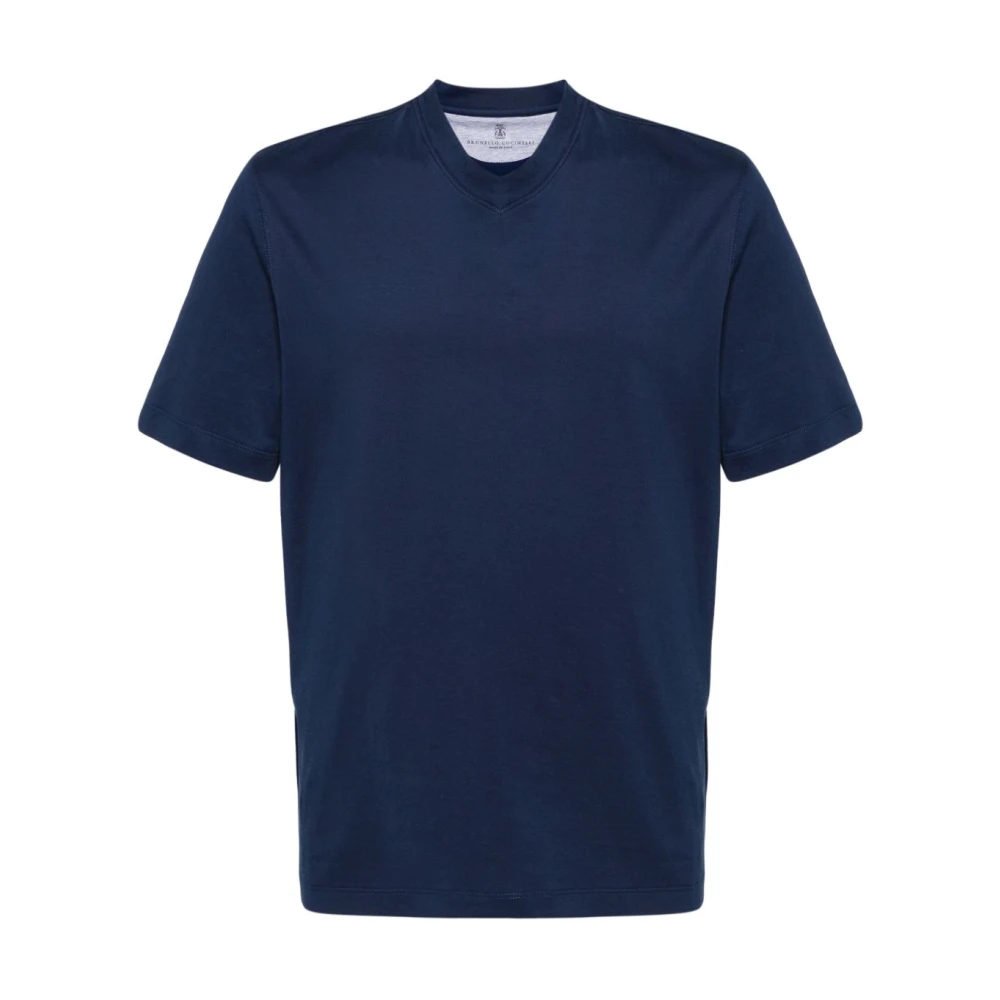 BRUNELLO CUCINELLI Blauwe T-shirts en Polos Blue Heren