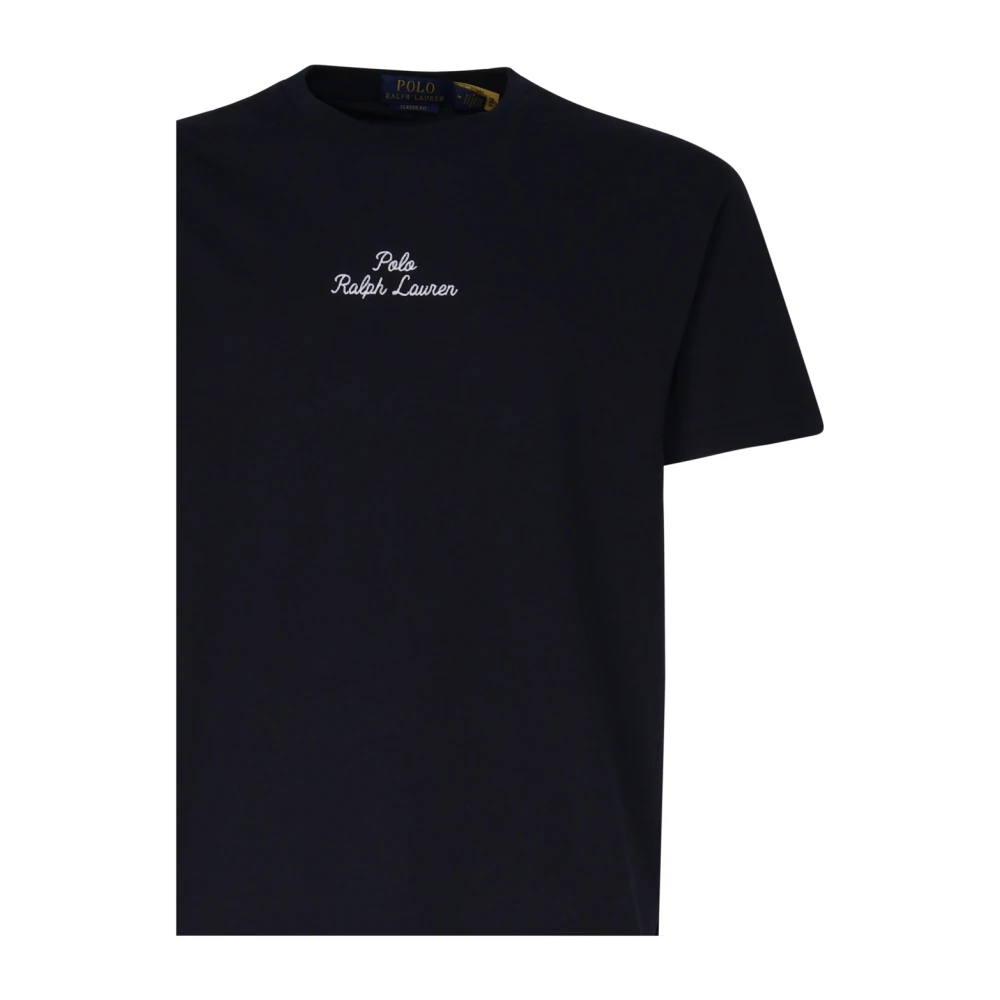 Polo Ralph Lauren Zwarte Katoenen T-shirt met Logo Borduursel Black Heren