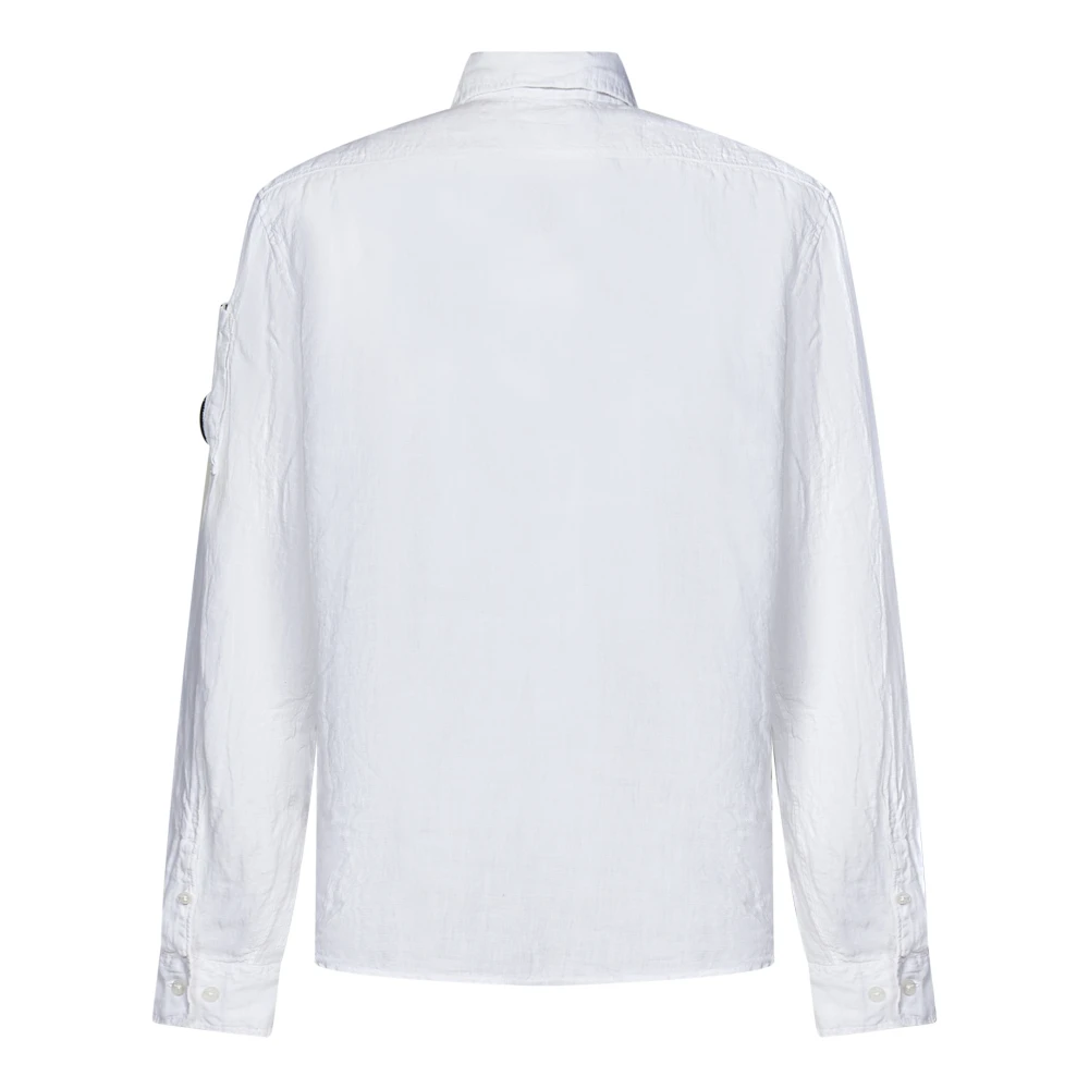 C.P. Company Witte Linnen Overhemd met Lens Detail White Heren