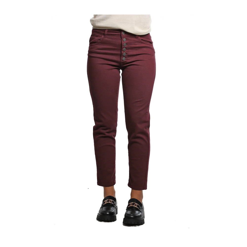 Jijil Hoge taille Bordeaux Katoenen Broek Red Dames