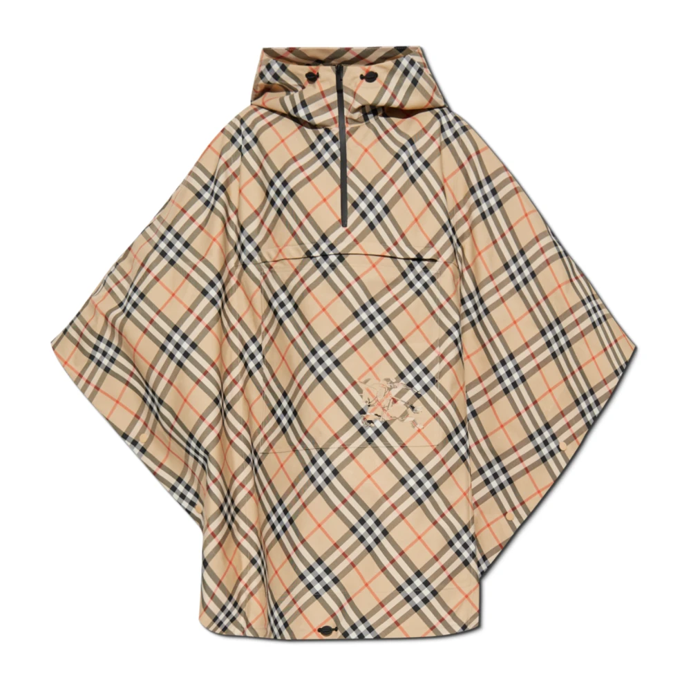 Burberry Women's Beige Ponchos, Xs/S, Checked Poncho