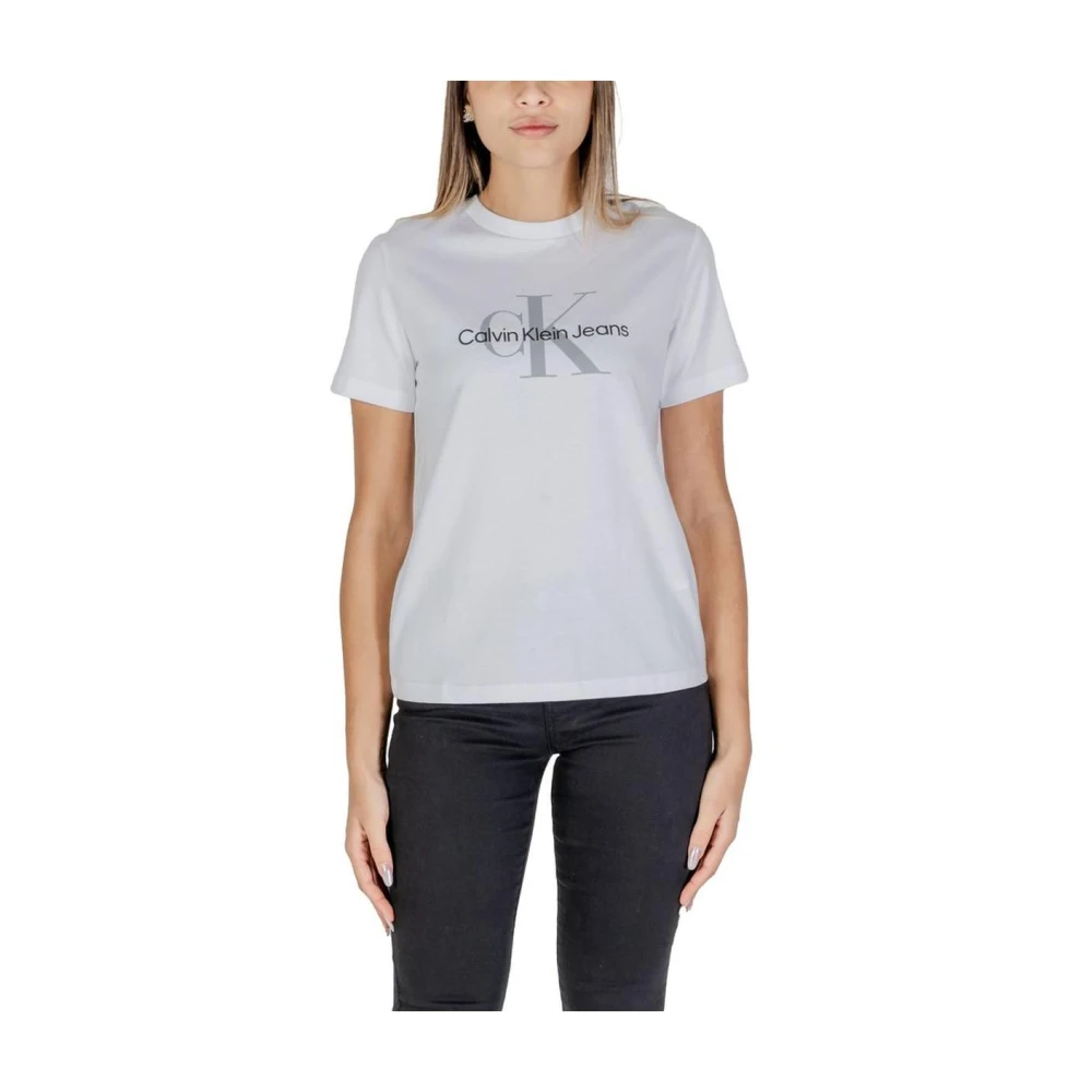 Calvin Klein Jeans Wit Katoen Monogram Crew Neck T-Shirt White Dames