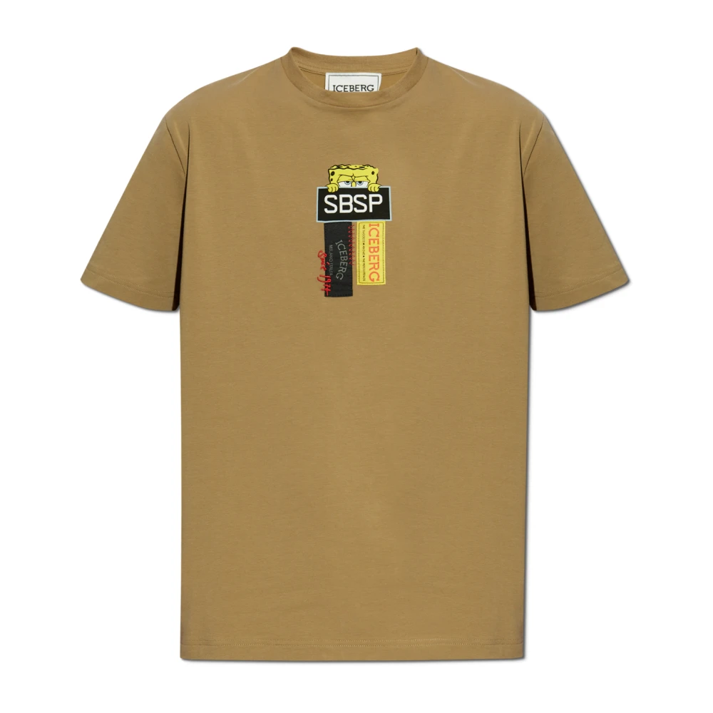 Iceberg T-shirt met patches en print Beige Heren