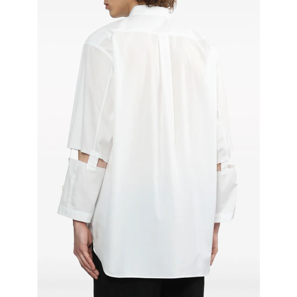Comme des Garçons Witte Katoenen Overhemd met Uitgesneden Mouwen White Dames