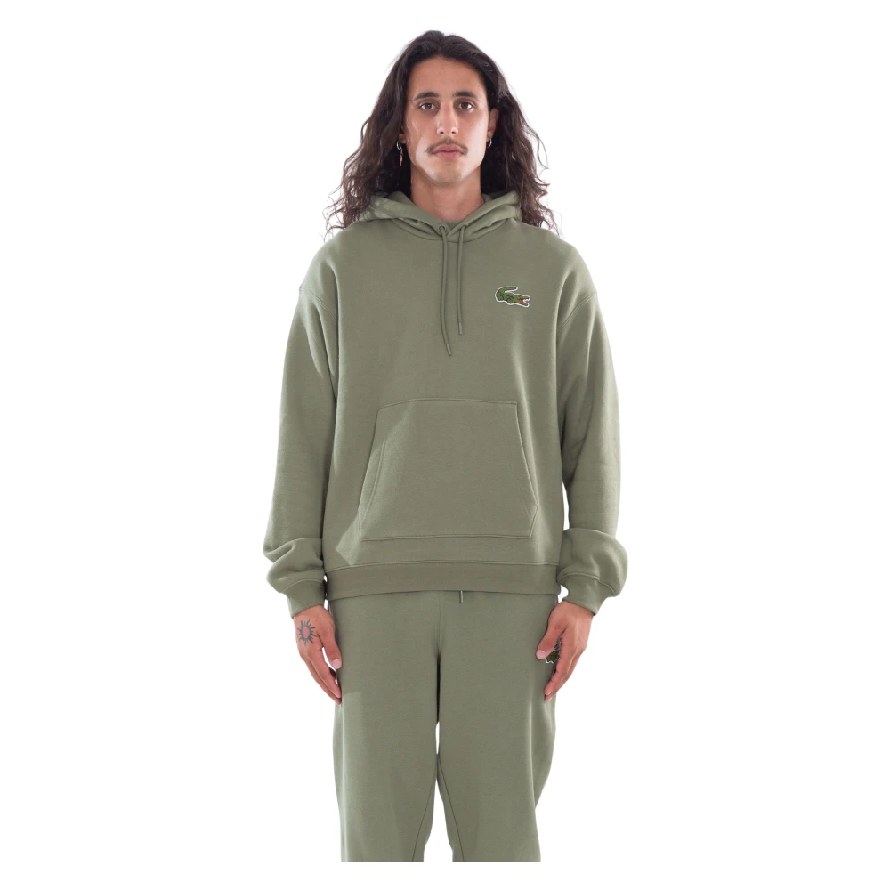 Lacoste Gezellige Croc Fleece Hoodie in BMY Green Heren