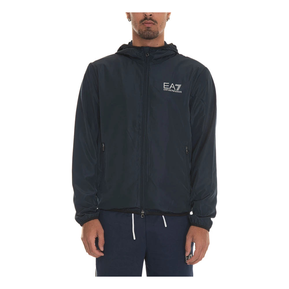 Emporio Armani EA7 Windjack met capuchon en zakken Blue Heren