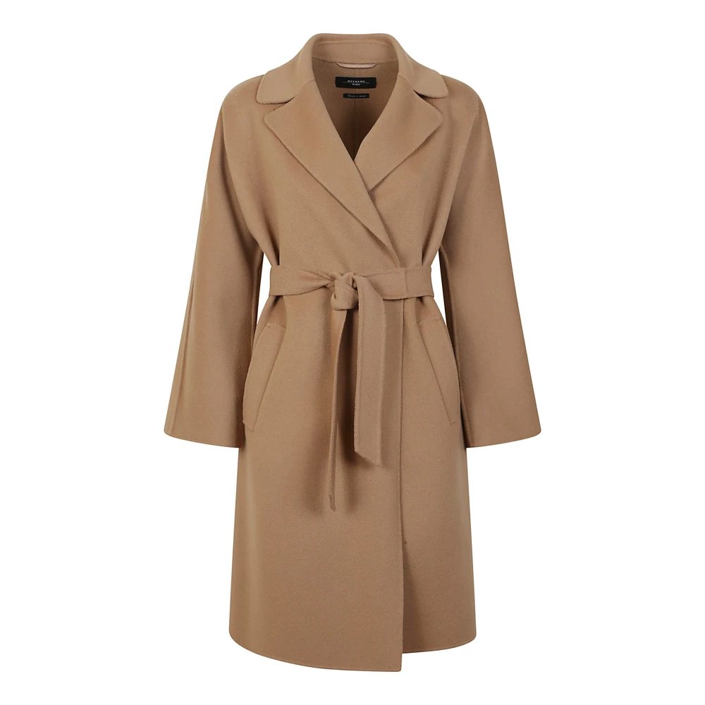 Max Mara Weekend Kameelwollen Jas met Riem Brown Dames