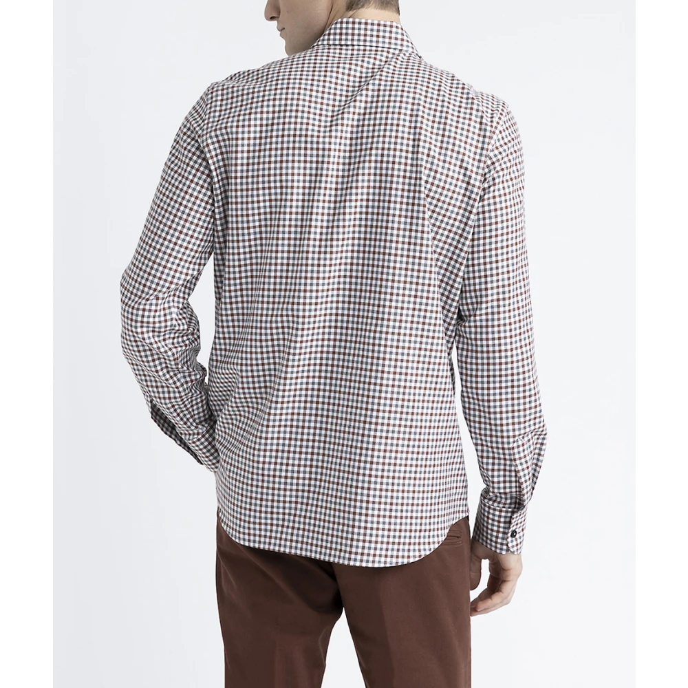 PESERICO Micro check katoenen overhemd Multicolor Heren