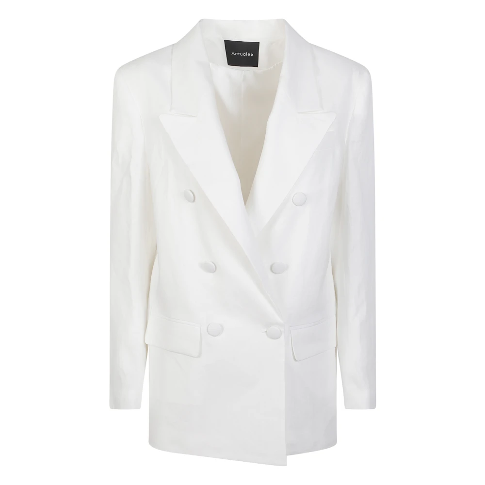 Actualee Women's White Blazers, M, Double-Breasted Blazer