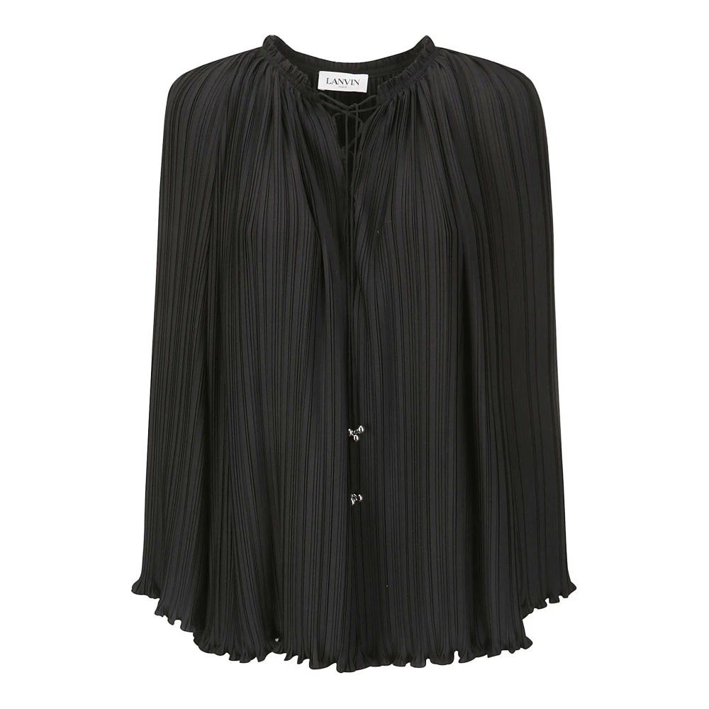 Lanvin Black Long Sleeve Pleated Blouse - Female - Blouses - S - Blouses & Shirts