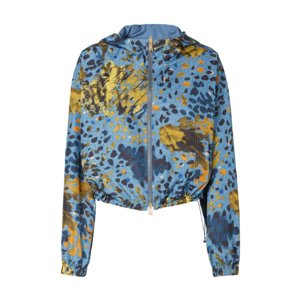Fendi Women's Blue Light Jackets, Xs, Reversible Windbreaker
