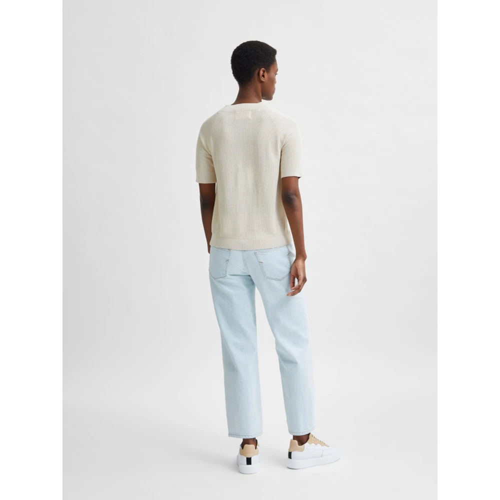 Selected Femme Elina Korte Mouw Gebreide Top Beige Dames