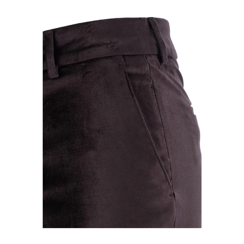 PT Torino Bruine Fluweel Stretch Broek Brown Dames