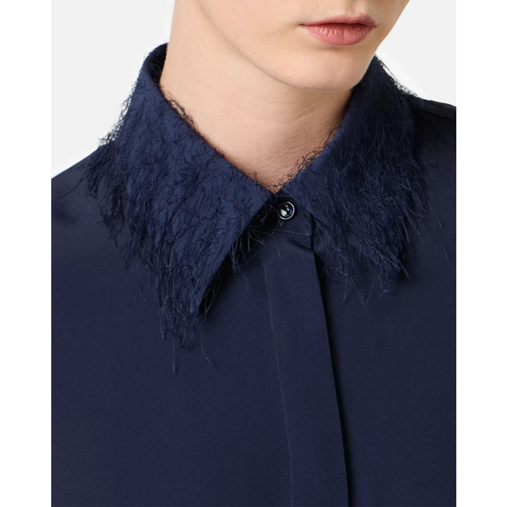 Iceberg Blauwe zijden blend crepe de chine overhemd met elegante details Blue Dames