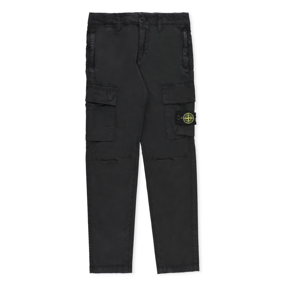 Stone Island Svarta Bomulls Cargo Byxor för Pojkar Black, Pojke