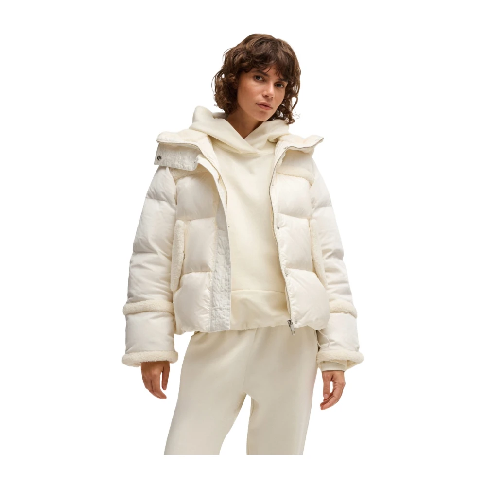 Hugo Boss Waterafstotende donsjack met pluche afwerking White Dames