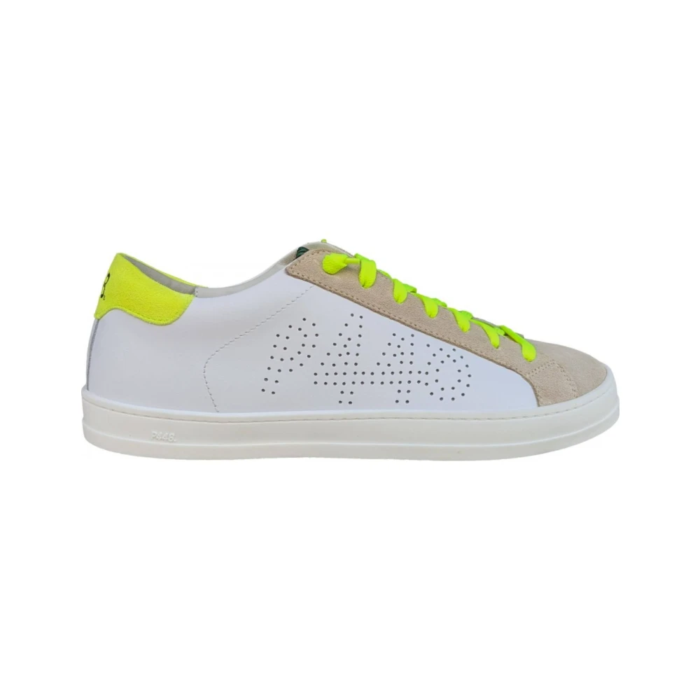P448 Witte sneaker Jack met gele hiel Heren Schoenen
