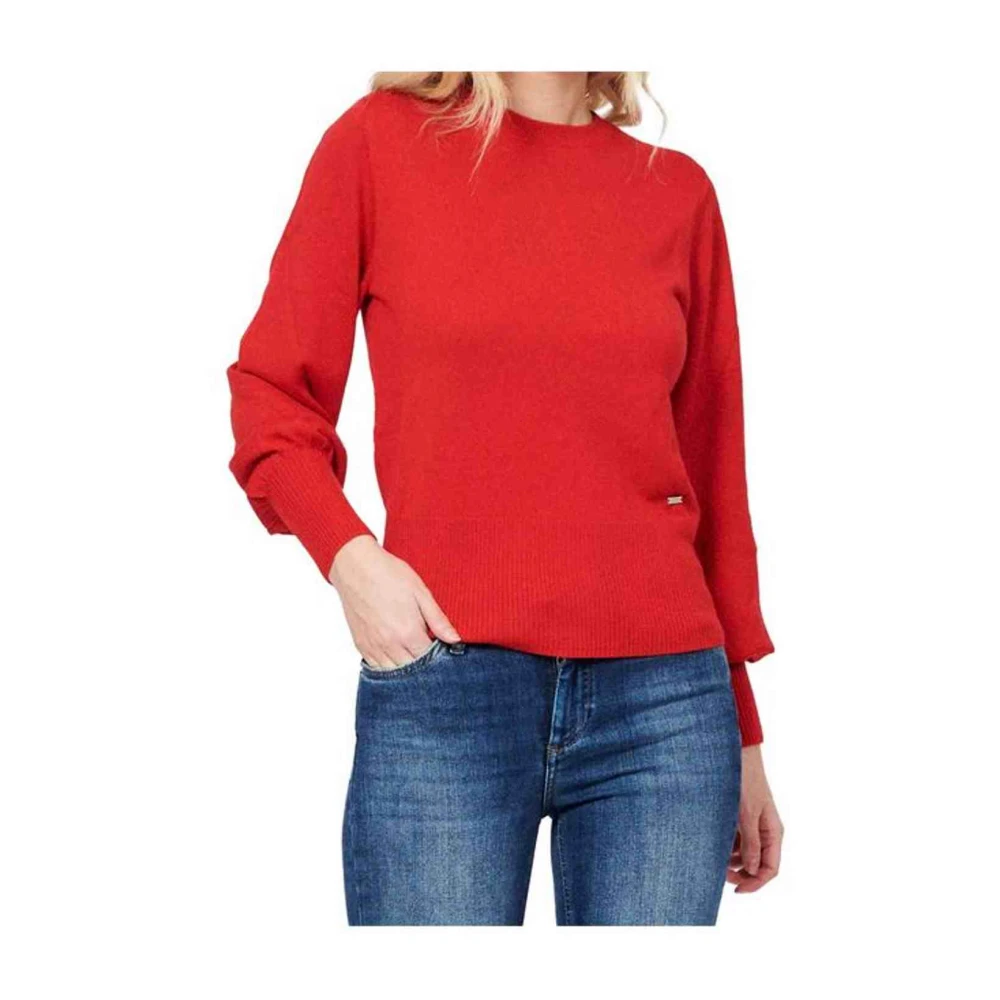 Armani Exchange Women's Red Jumper Long Sleeve Ribbed Cuffs Small