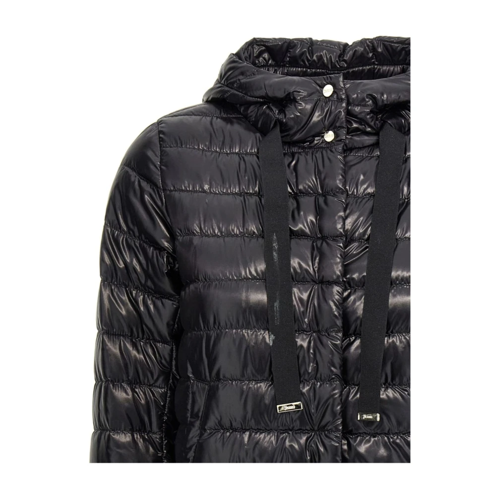 Herno Hooded jas met drukknoopsluiting Black Dames