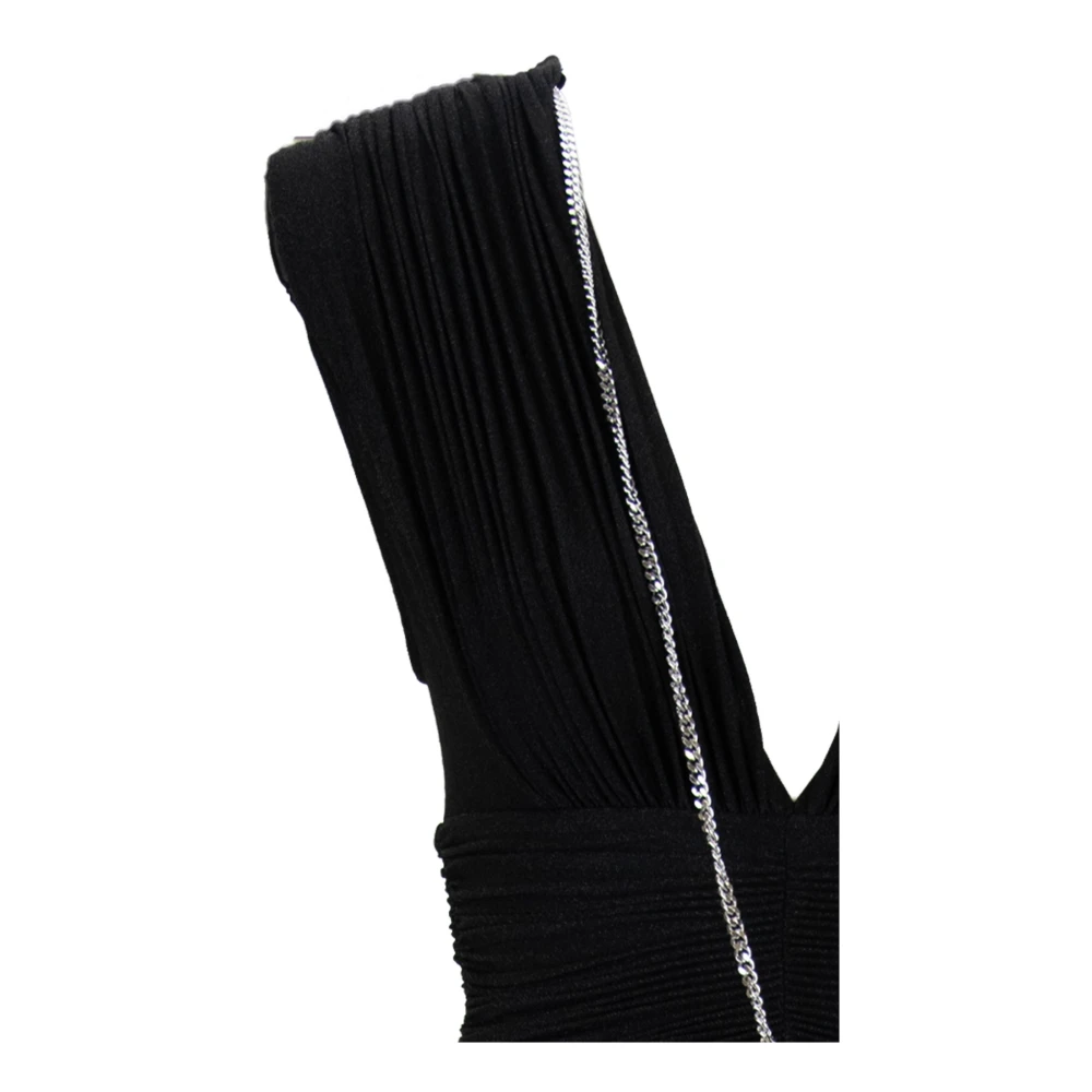 Elisabetta Franchi Chique Rits Haak Lange Jurk Black Dames
