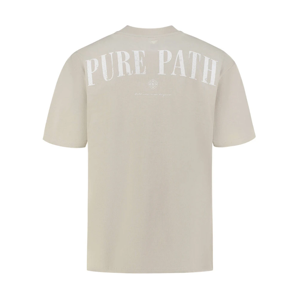 Pure Path T-shirt met Korte Mouw en Achterprint Beige Heren
