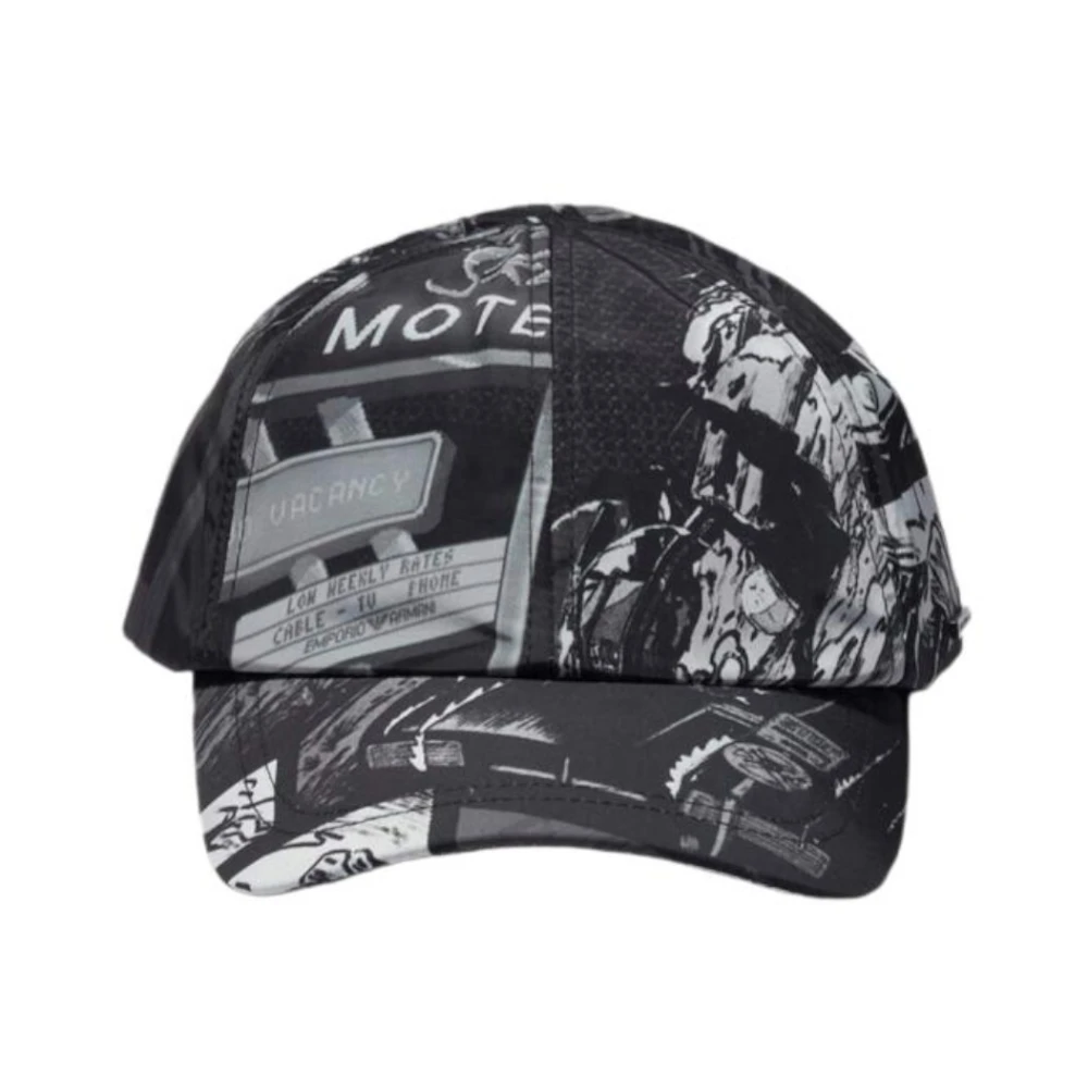 Emporio Armani Zwarte baseballpet met raceprint Black Heren