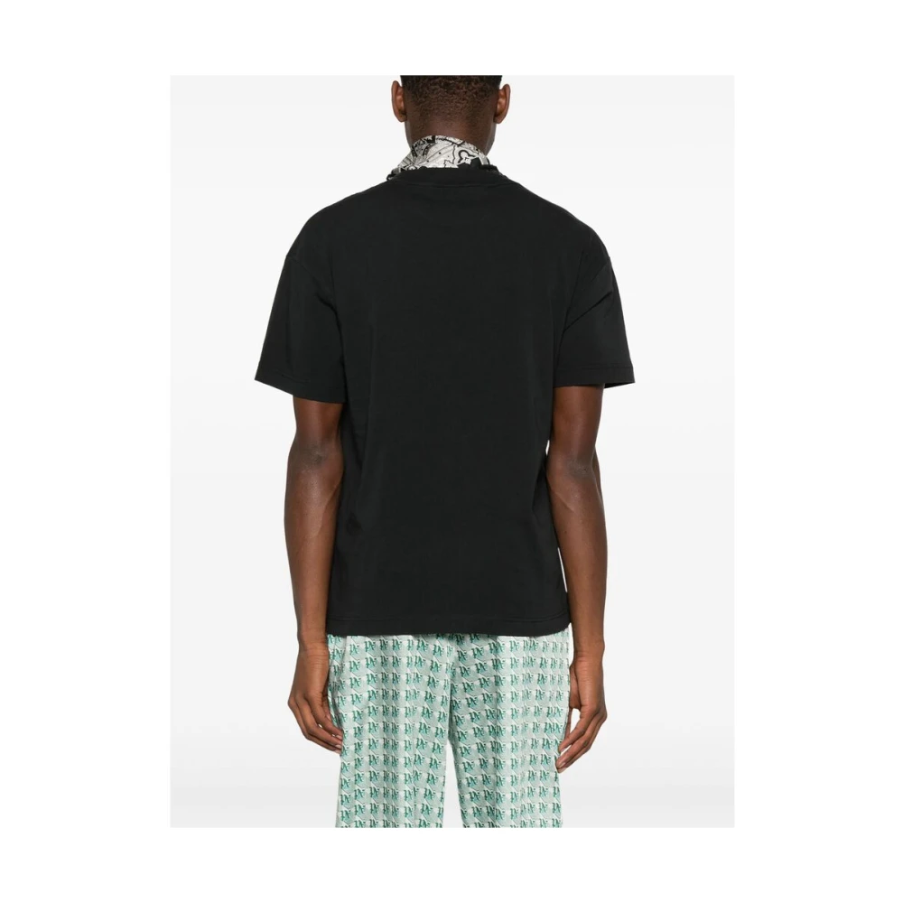 Palm Angels Zwarte Crew Neck Korte Mouw T-shirt Black Heren