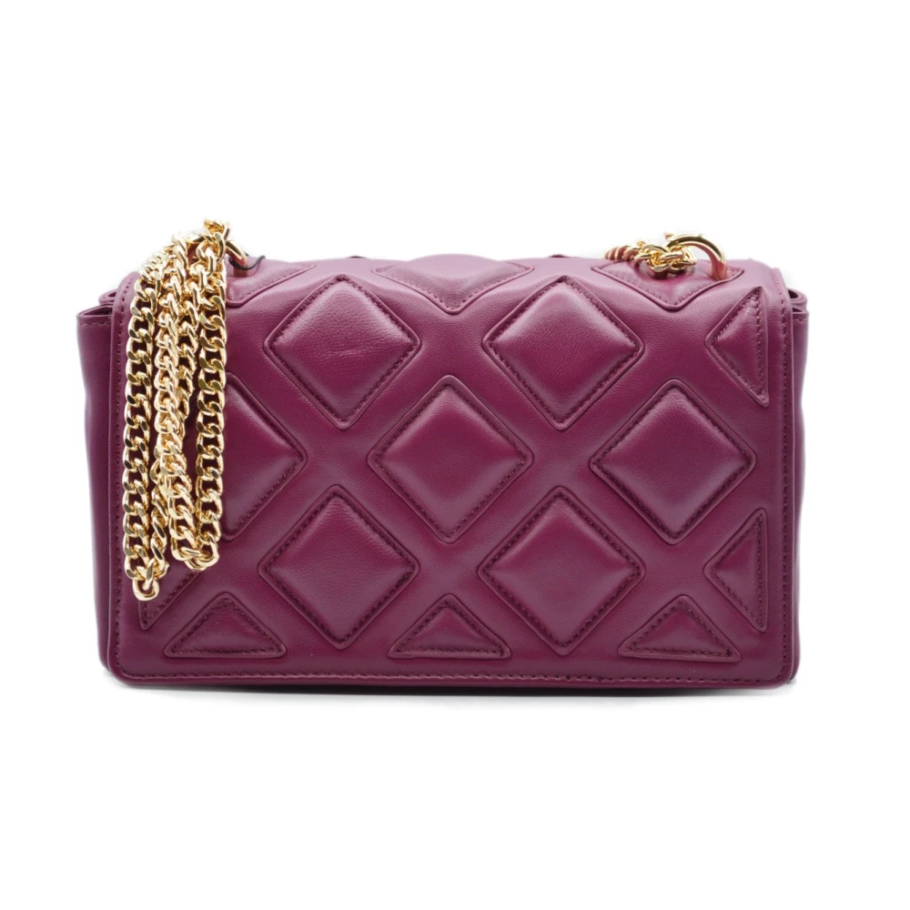 La Carrie Iconische leren schoudertas Purple Dames