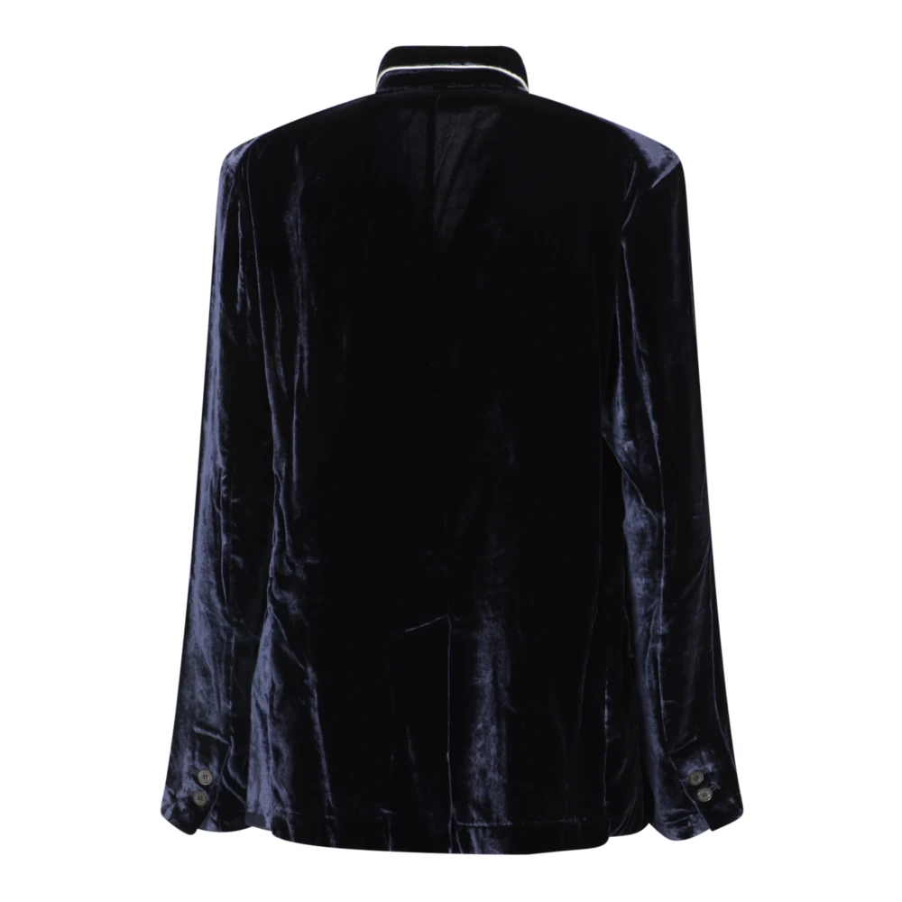 Pierre-Louis Mascia Donkerblauw Fluweel Dubbelborst Jas Blue Dames