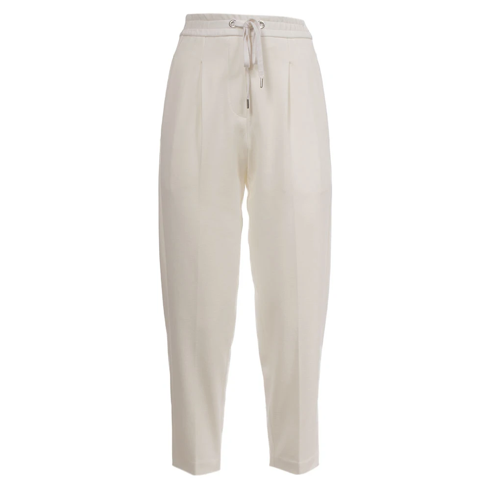 Le Tricot Perugia Gebreide broek met elastische taille Beige Dames