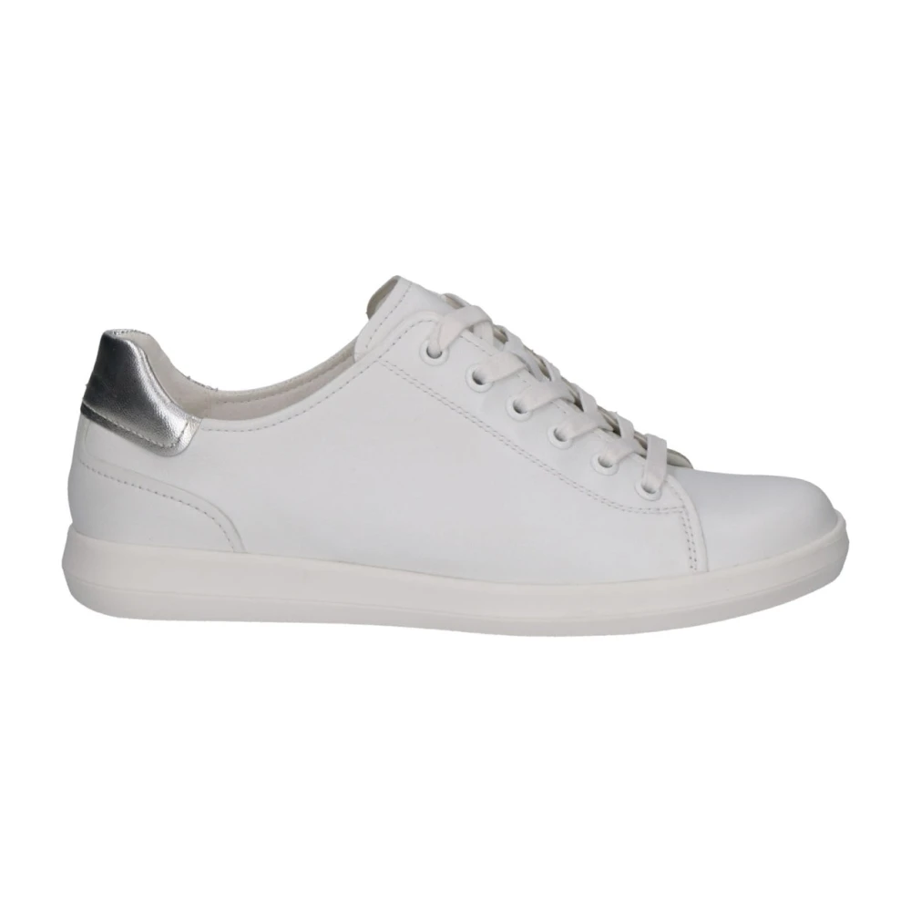 Caprice Women's White Sneakers, 5 Uk, Silver Trainers For