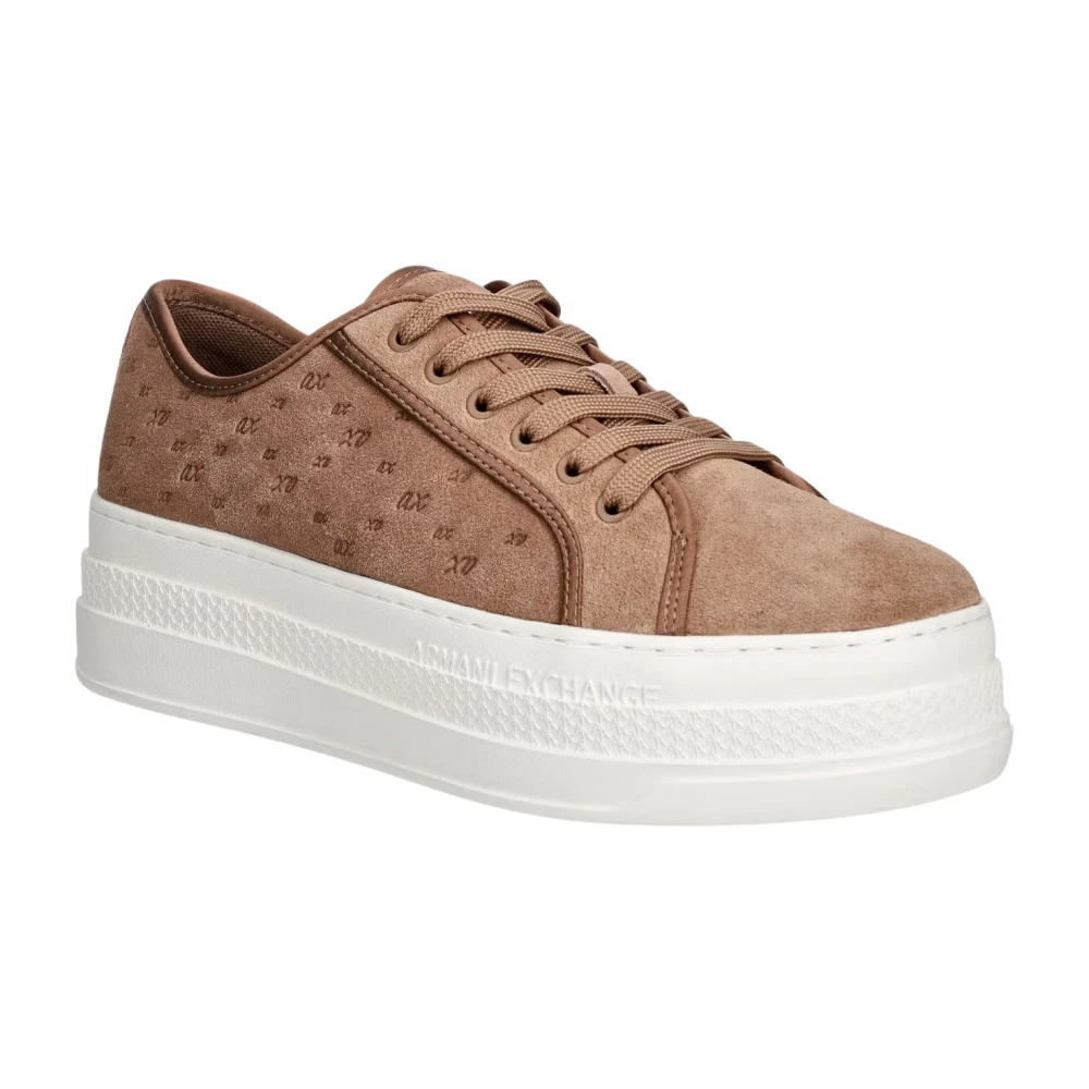 Armani Exchange Sneakers Platform In Camoscio Con Logo Impresso - Immagine 2