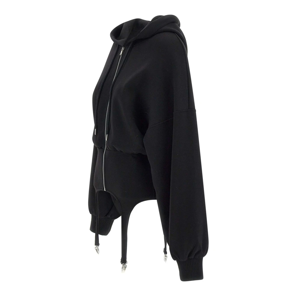 Fiorucci Zwarte Suspender Sweatshirt met Capuchon Black Dames