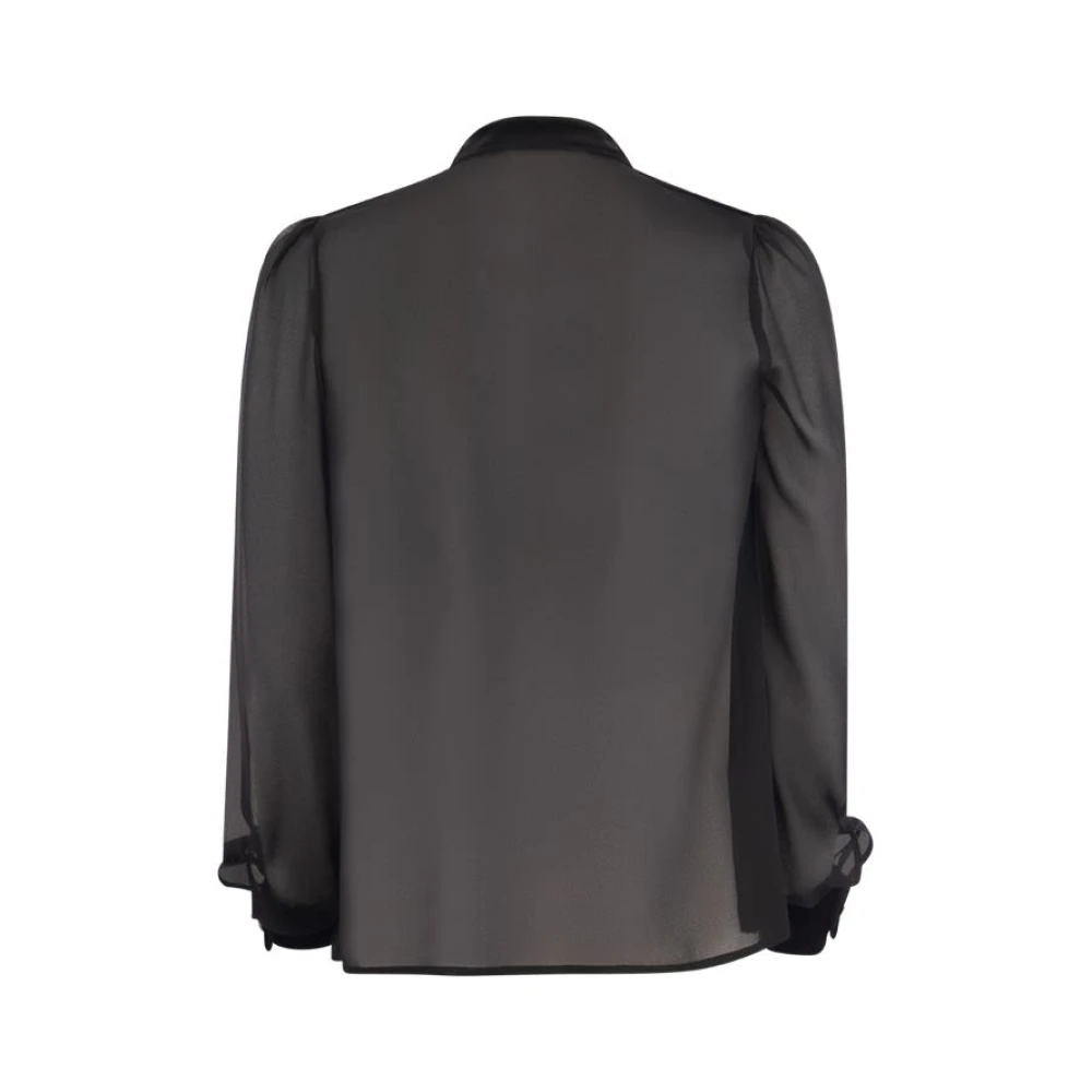 Elisabetta Franchi Viscose shirt met fluwelen plastron Black Dames