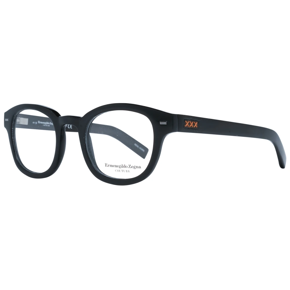 Ermenegildo Zegna Zwarte Ronde Optische Brillen Black Heren