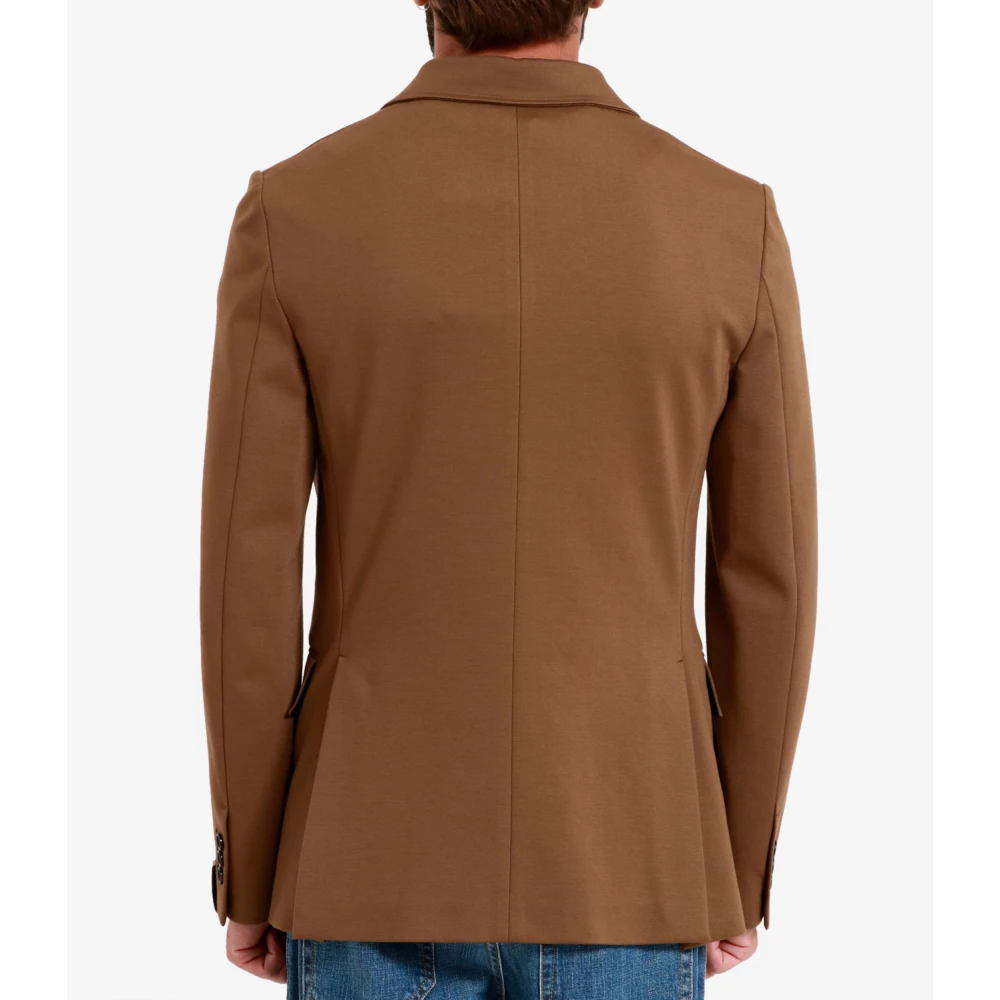 Paolo Pecora Bruine Double-Breasted Jas met Logoknopen Brown Heren