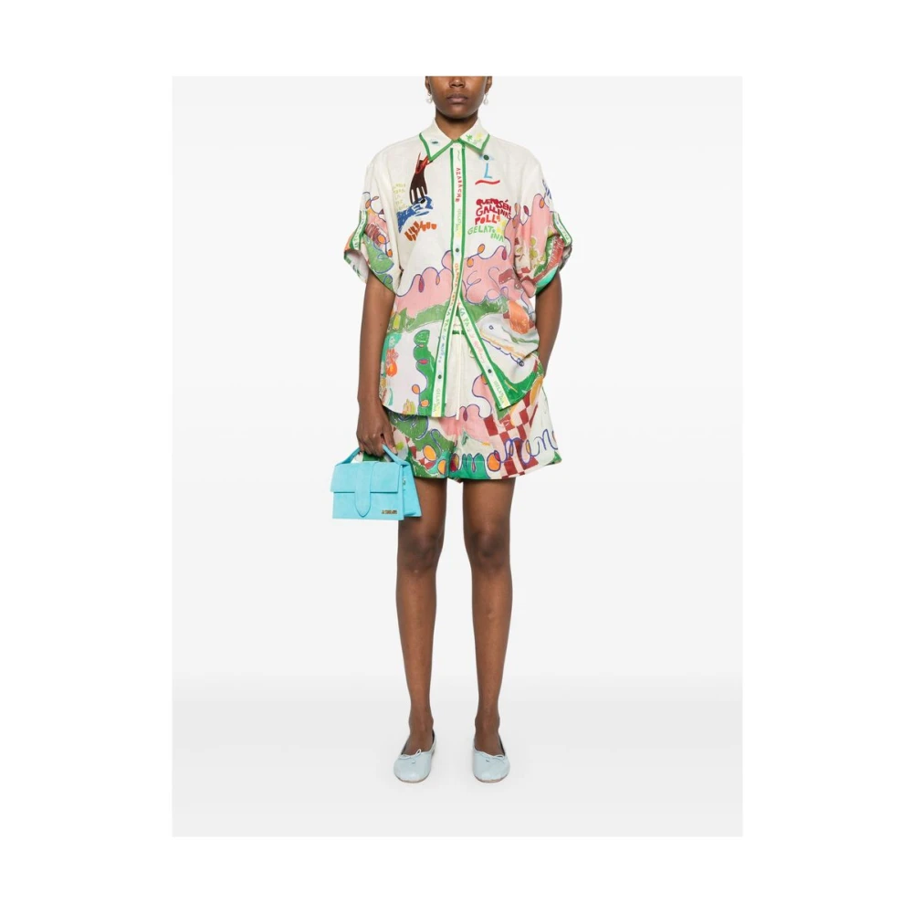 Alemais Illustratie-stijl Linnen Overhemd Multicolor Dames