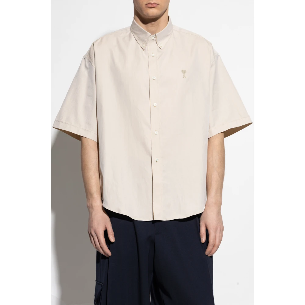 Ami Paris Korte mouwen shirt Beige Heren