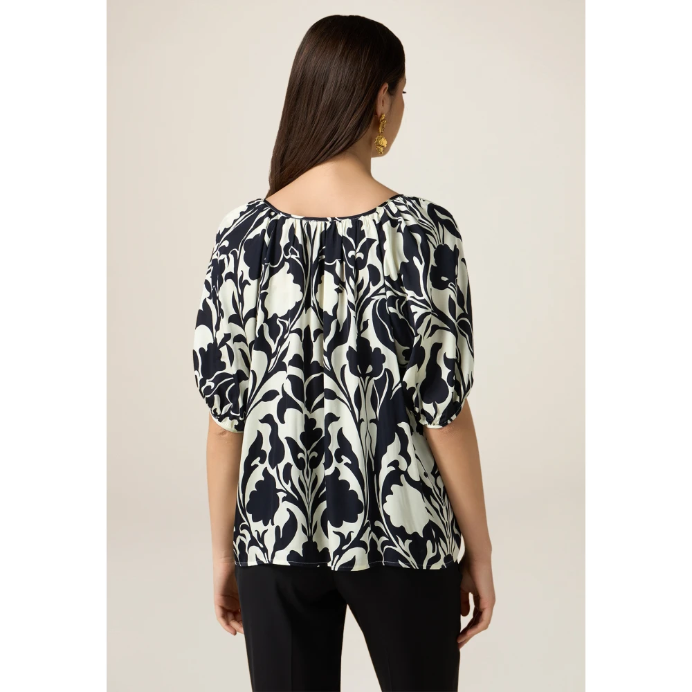 Oltre Satin blouse met bloemenpatroon Multicolor Dames