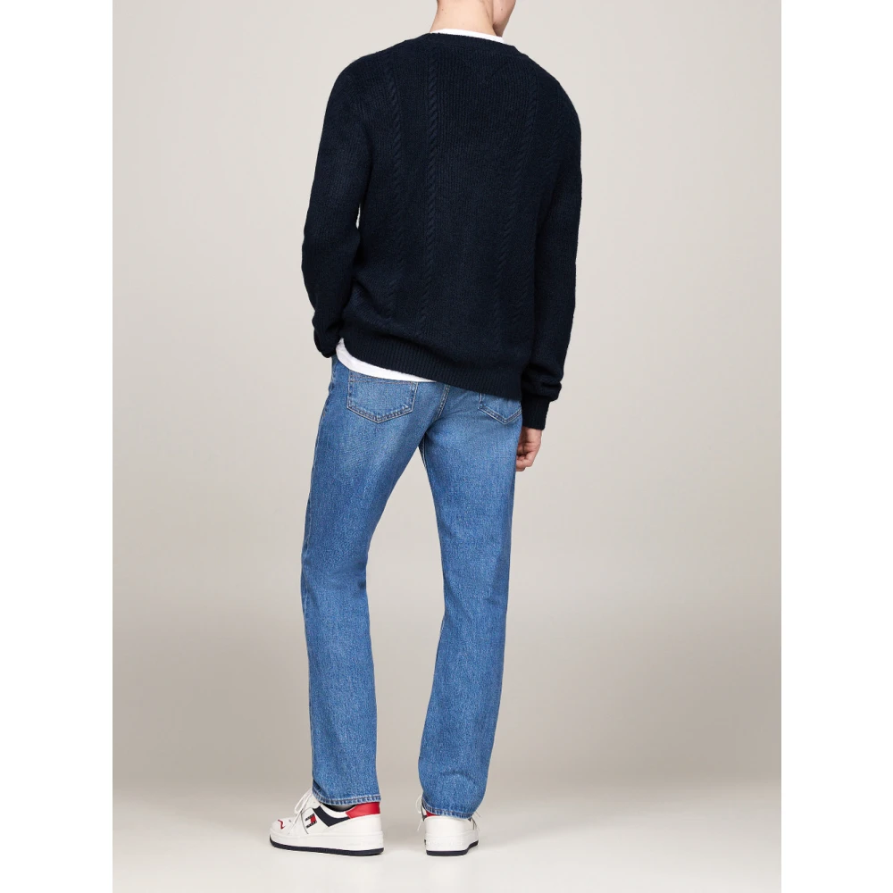 Tommy Jeans Blauwe trui met slanke kabelbrei Blue Heren