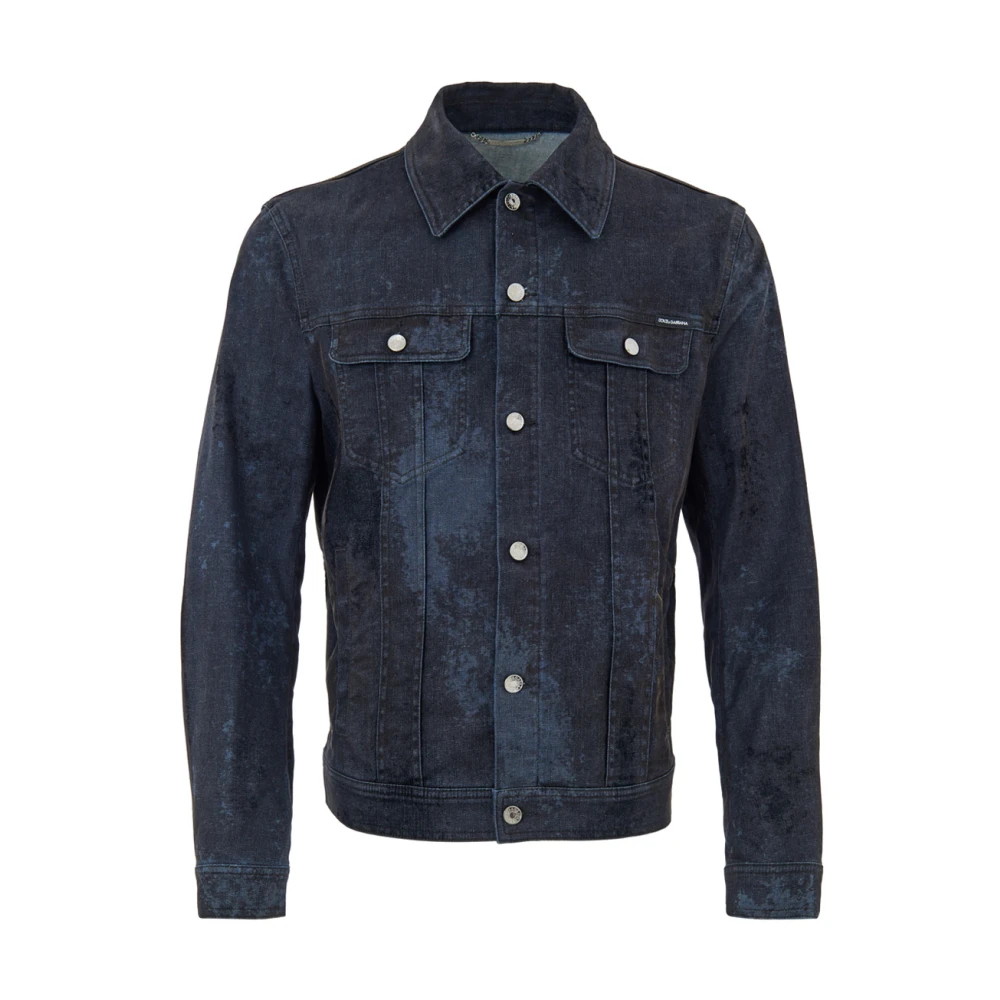 Dolce & Gabbana , Denim Jackets, Male, Gray, 3XL, Giubbino Effetto Spalmato