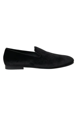 Elegant Svart Samt Loafers