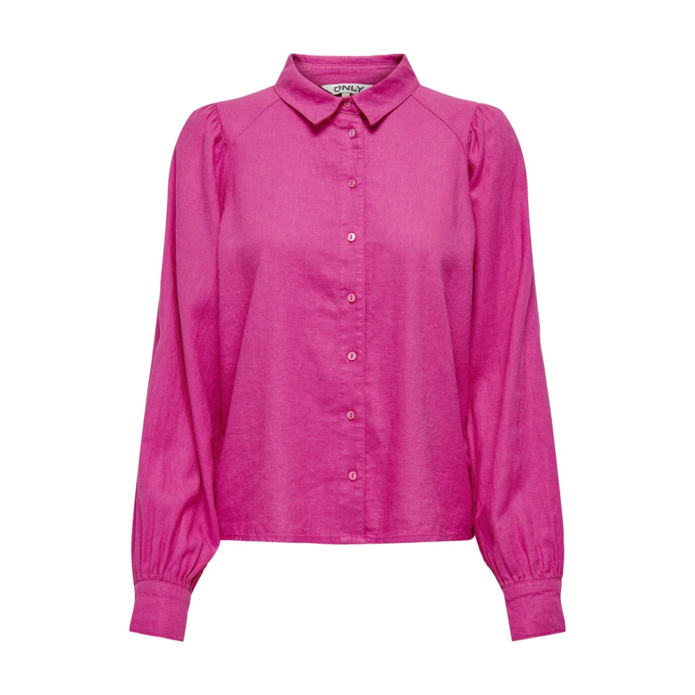 Only Linnen Pofmouw Blouse Pink Dames