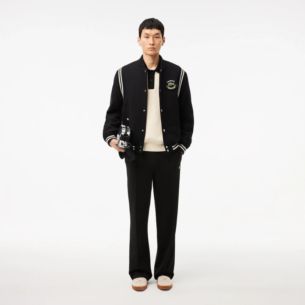 Lacoste Premium Wool Varsity Jacket Zwart Black Heren