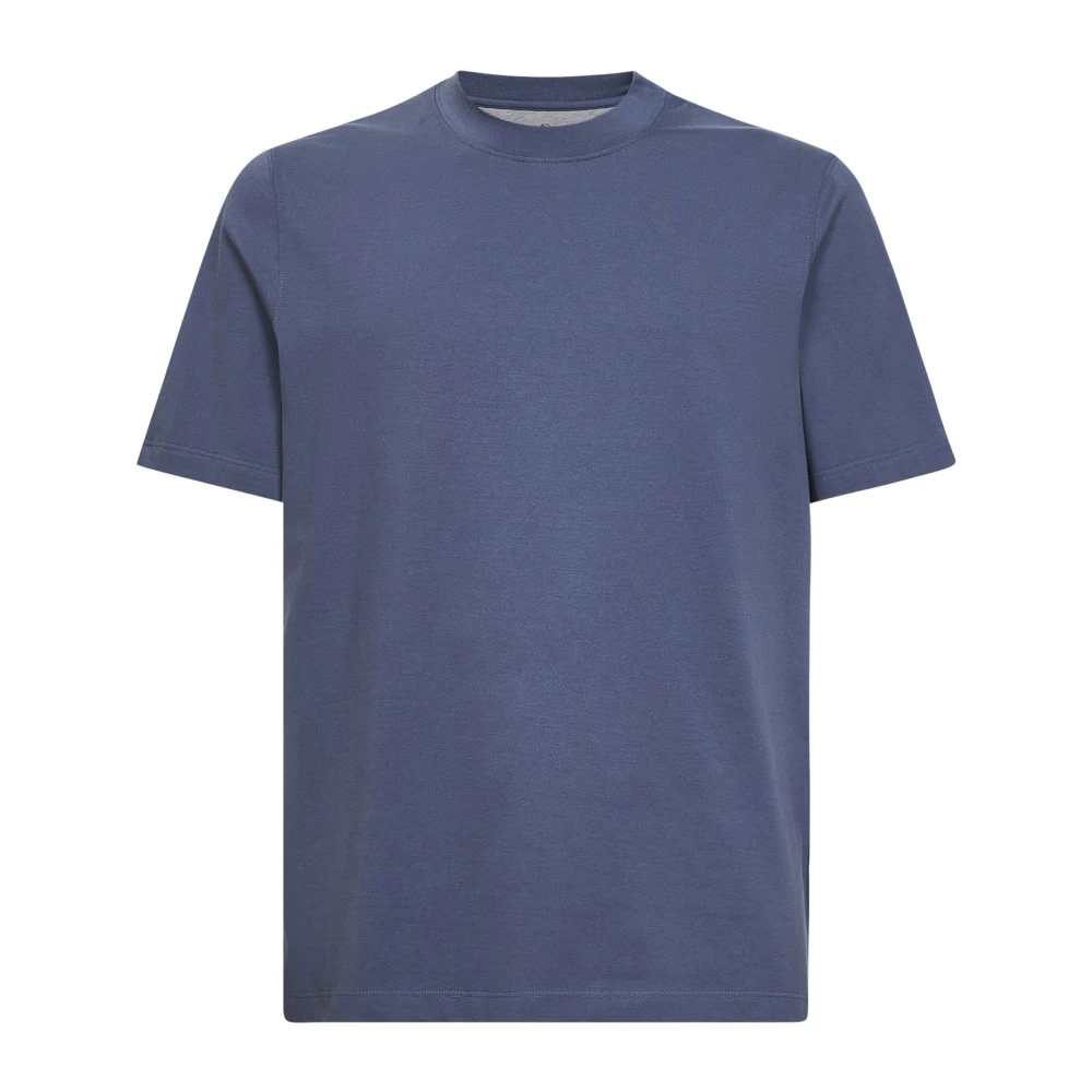 Brunello Cucinelli Blue T-Shirts, Male, M, T-Shirts And Polos Denim